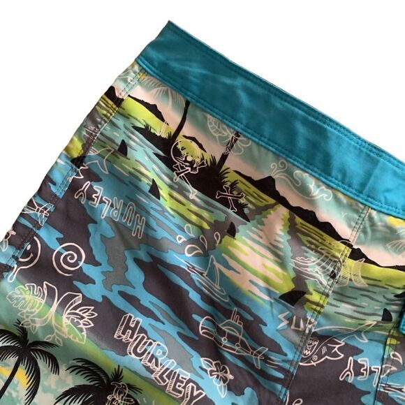 Hurley Blue & Yellow Surf Board Shorts Size 18/29 - Picture 8 of 11